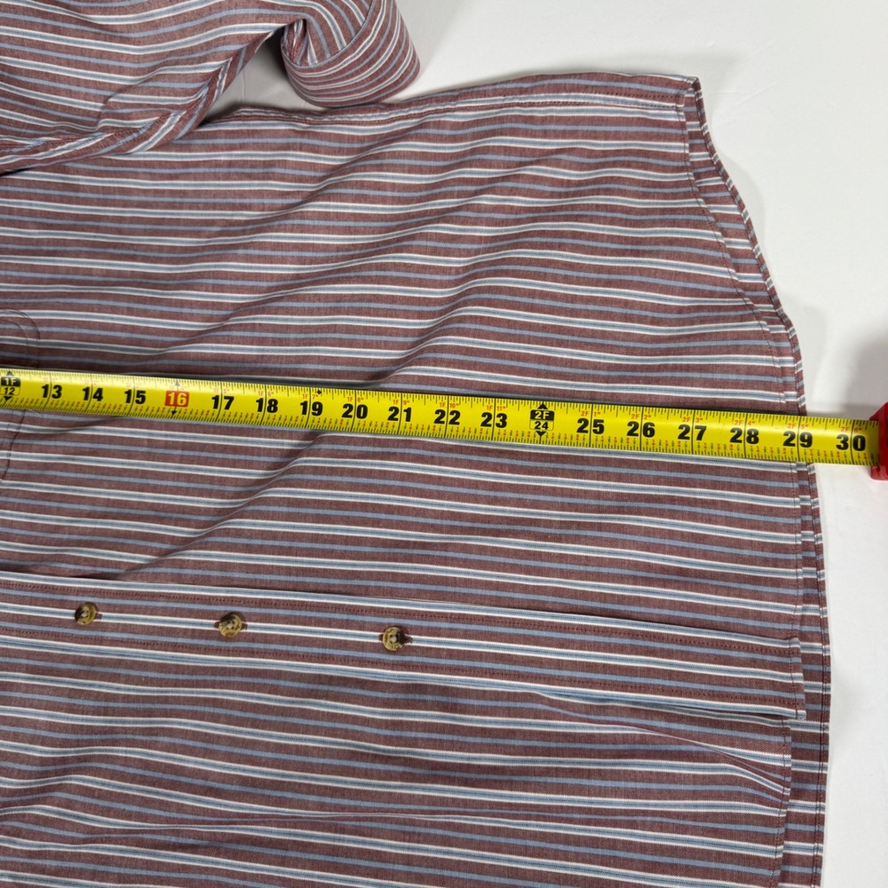 LL Bean Button Down Shirt Mens Large L Red Blue Striped Long Sleeve Cotton - Picture 7 of 11